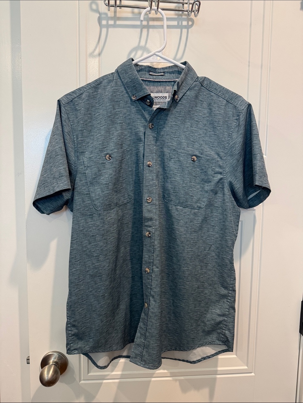 South Woods Men’s Short-Sleeve Button-Down Shirt in Heather Blue